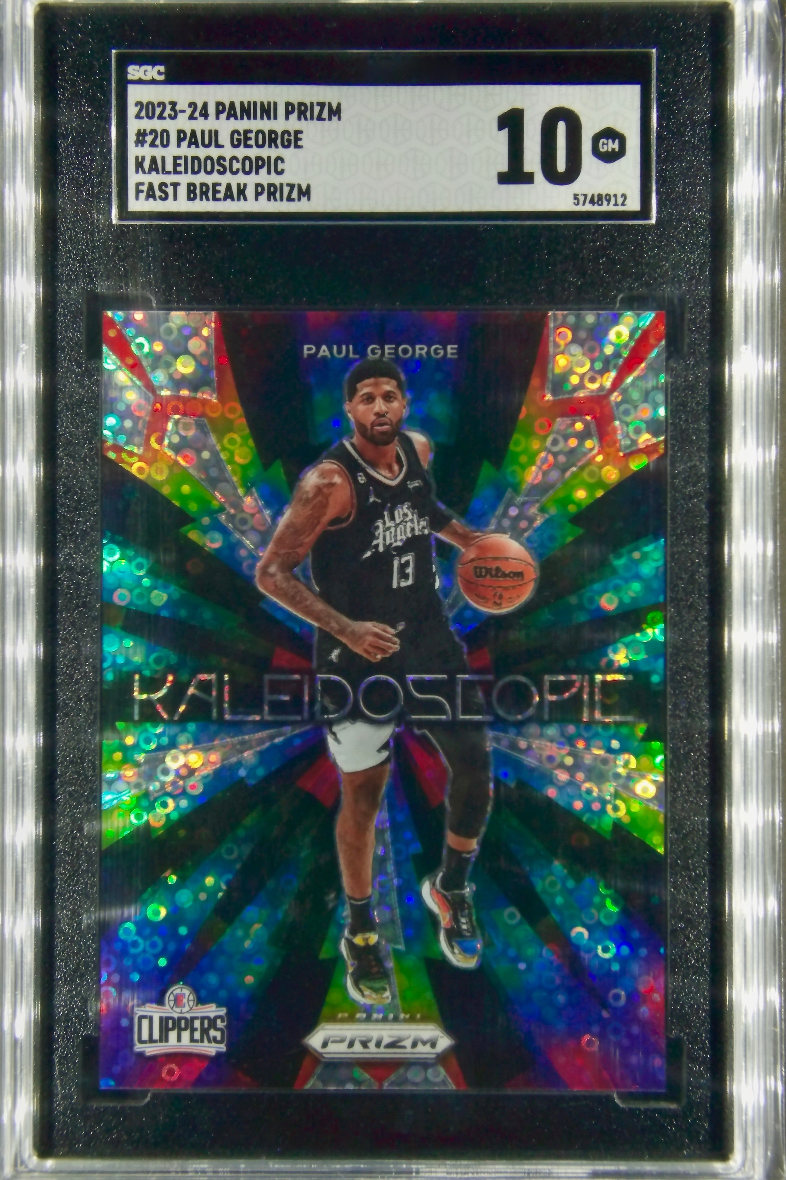 Paul George, Kaleidoscopic, Fast Break, 2023 Prizm, SGC 10-GEM MINT