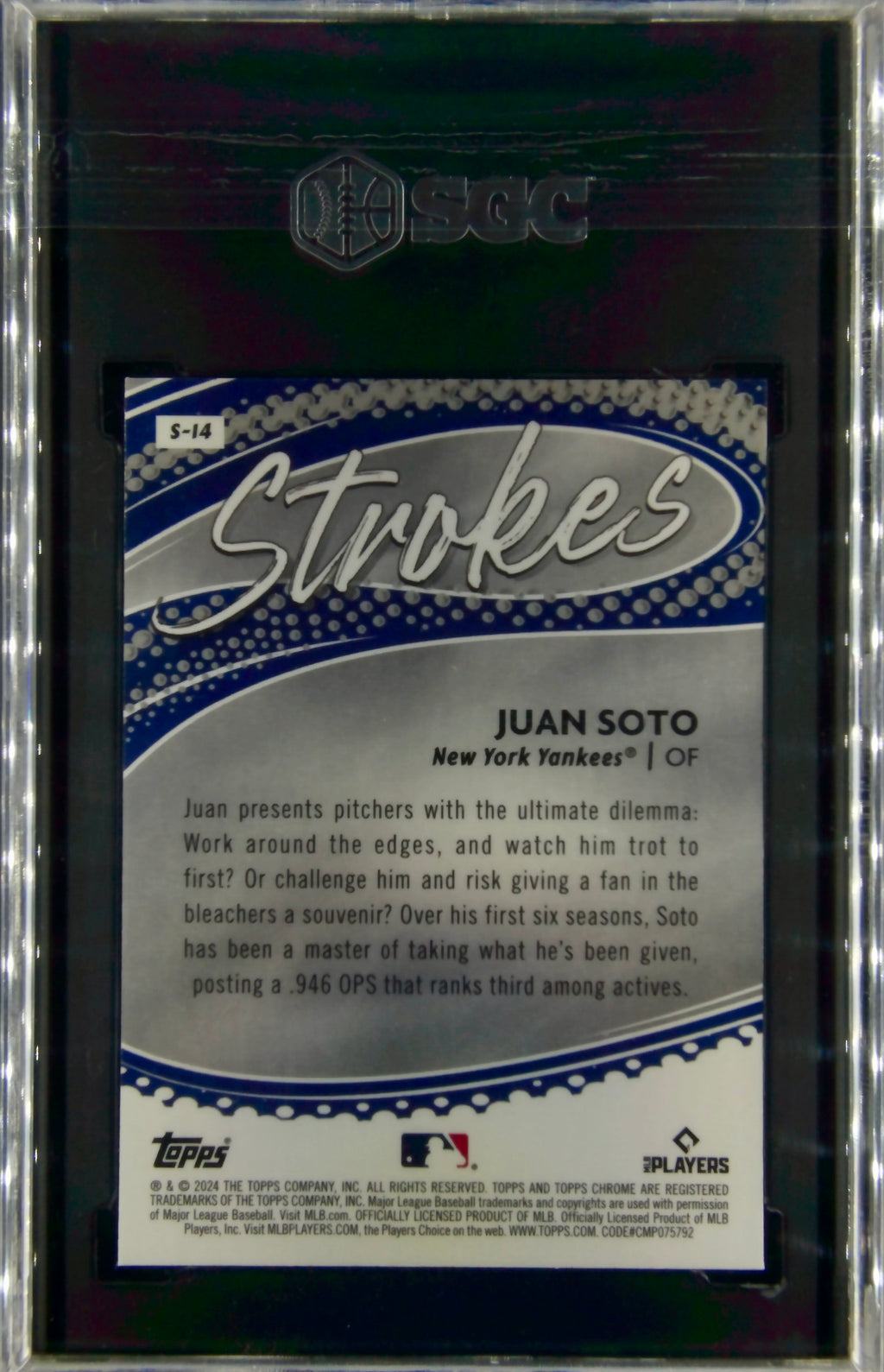 Juan Soto, Strokes, 2024 Topps Chrome, SGC 10-Gem Mint