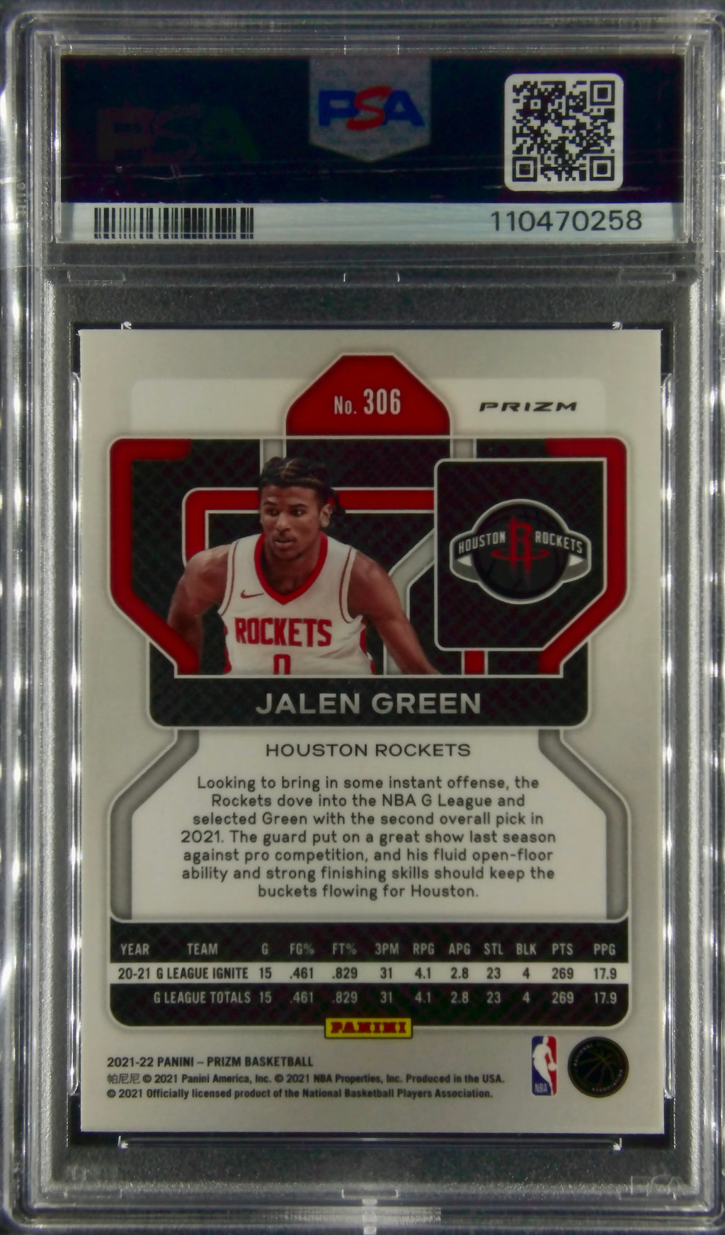 Jalen Green, 2021 Prizm, Blue Yellow Green Choice, PSA 9-Mint