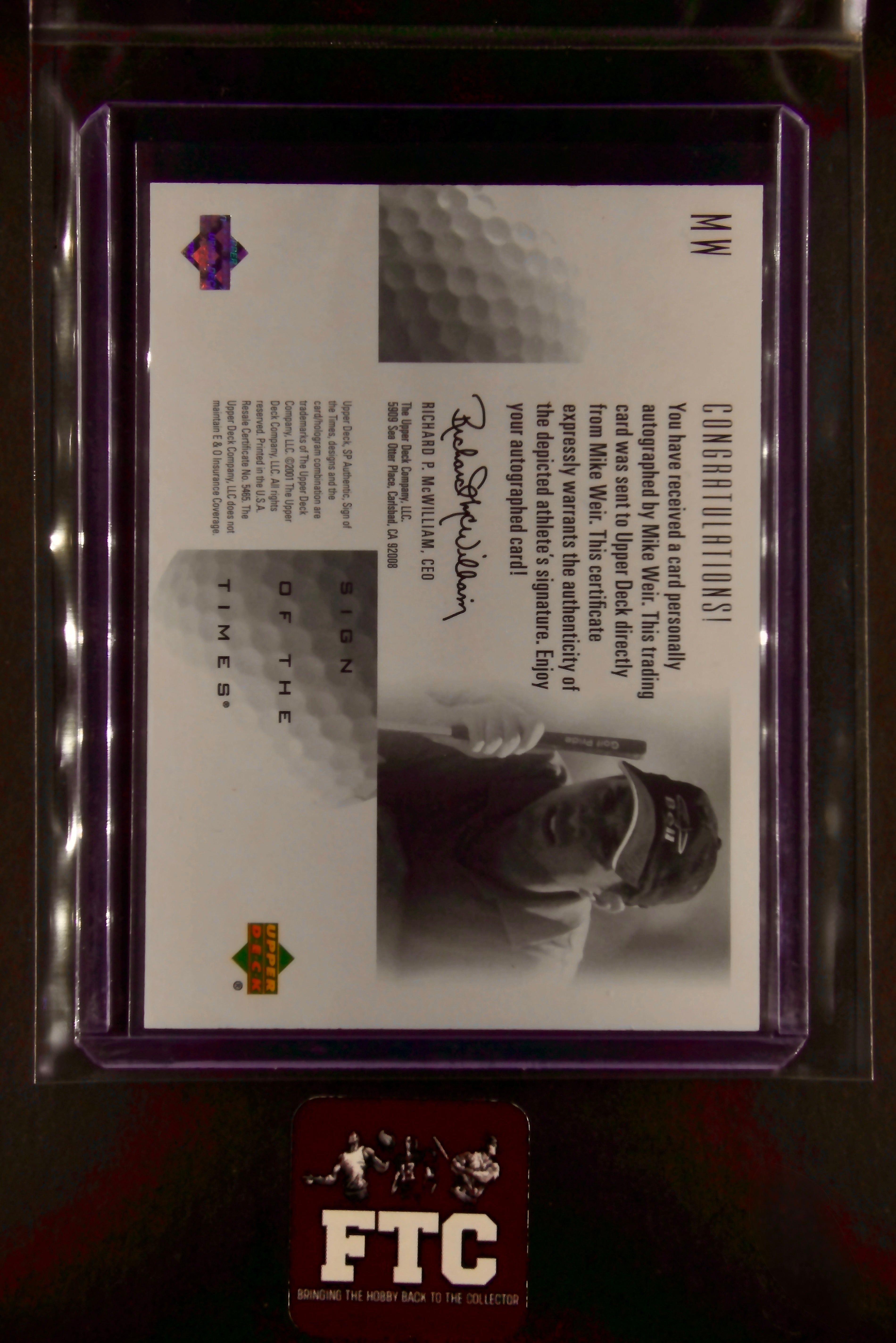 Mike Weir, Sign of the Times, 2001 SP Authentic