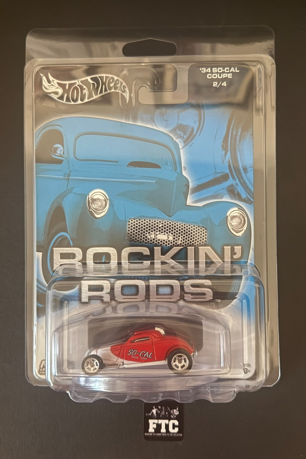 ’34 So-Cal Coupe, Rockin Rods, 2003 Hot Wheels w/ protective case